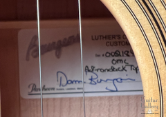 Bourgeois Luthier's Choice Flame Maple guitar label