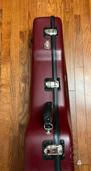 Calton Martin OM28 Burgundy guitar case side view