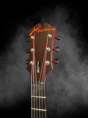 Marchione 20th Anniversary Red Archtop guitar headstock