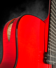 Marchione 20th Anniversary Red Archtop guitar elevated fretboard
