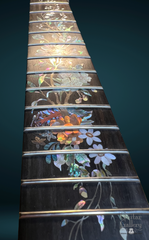 Ryan Nightingale guitar with Larry Robinson floral inlay- fretboard sans strings