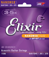 Elixir Nanoweb 80 20 Baritone strings