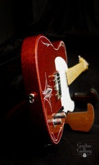 Crook Red Sparkle T-Style Guitar end view