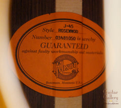 Gibson J-45 rosewood guitar label
