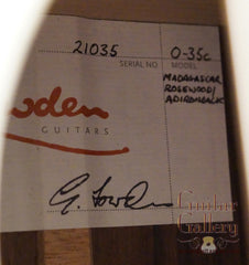 Lowden O35c guitar label