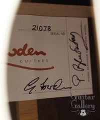 Lowden Pierre Bensusan Signature model guitar lable