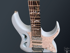 used Ibanez Steve Vai Blue Powder Pia electric guitar fretboard