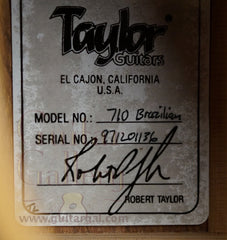 Taylor Guitar: Used Brazilian Rosewood 710 Brazilian