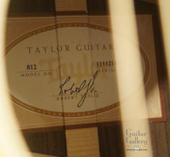 Taylor 812 guitar label