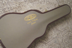 L J Williams Ancient Kauri Whitebait Tui guitar with Sea Turtle inlay case