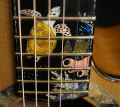 L J Williams Ancient Kauri Whitebait Tui guitar with Sea Turtle inlay by Craig Lavin