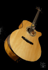 L J Williams Ancient Kauri Whitebait Tui guitar with Sea Turtle inlay top bevel