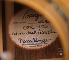 Bourgeois OMC 150 guitar label