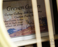 Greven Guitar Gallery 20th anniversary label