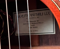 Majestic brand, steel string guitar, interior label