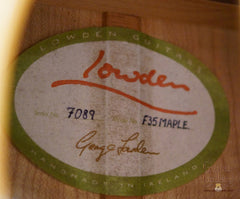 Lowden F35 guitar label