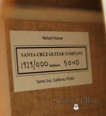 Santa Cruz 1929 000 Guitar label
