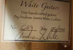 Andrew White Signature Series guitar label