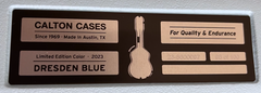 Dresden Blue, Ltd edition Calton Case for Martin 00-12 fret guitar label