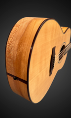Cumpiano Sycamore OM guitar end view