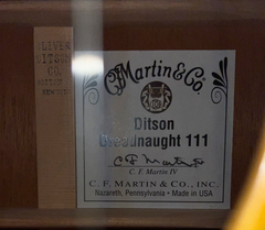 Martin Ditson Dreadnaught 111 guitar interior label