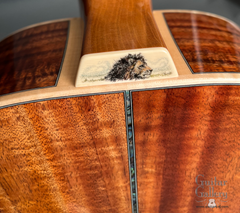 Froggy Bottom H12 Limited All Koa guitar heel grafts and engraved heelcap