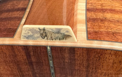 Froggy Bottom H12 Ltd All Koa guitar 2598 with engraved heel cap of a horse
