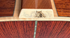 Froggy Bottom M dlx guitar with engraved heel cap of a horse