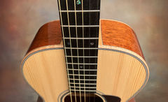 Froggy Bottom R12 mahogany guitar curly maple bindings and heel and end grafts