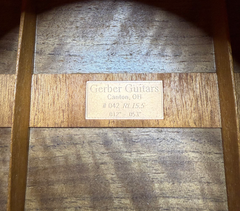 Gerber Walnut cutaway guitar interior label