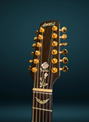 Langejans 12 string guitar builder logo on headstock