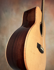 Langejans R-6 acoustic Baritone guitar curly maple binding