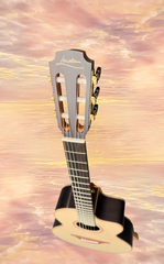 Lowden S32J nylon string guitar floating in the sky shot