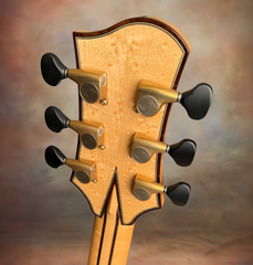 Olson SJ Birdseye Maple guitar headstock back with diamond volute
