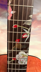 Olson Pink Ivory guitar promo shot of the fretboard