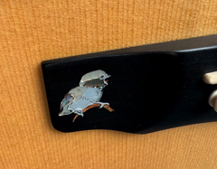 Olson SJ Koa guitar bridge inlay left side