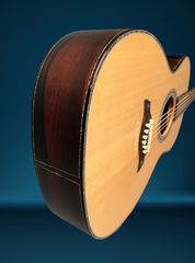 Osthoff 000-12 fret Brazilian Rosewood "45" style guitar end view