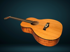 Osthoff 00-12 fret Koa guitar floating glam shot