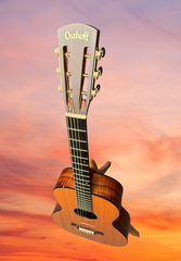 Osthoff 00-12 fret Koa guitar sky shot