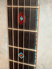 Osthoff OM Krazy Koa guitar fretboard inlays