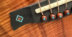 Osthoff OM Krazy Koa guitar bridge inlay