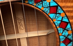 Osthoff OM Krazy Koa guitar interior brand
