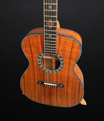 Osthoff OM Krazy Koa guitar top