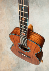 Osthoff OM Krazy Koa guitar full fretboard inlay