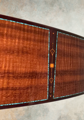 Osthoff OM Krazy Koa guitar end graft inlay