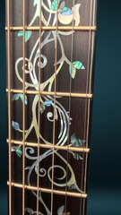 Osthoff the TREE Mahogany OM guitar fretboard inlay detail