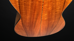 Ryan Abbey Parlor guitar low back view of koa