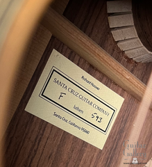 Santa Cruz Art Deco model F guitar interior label