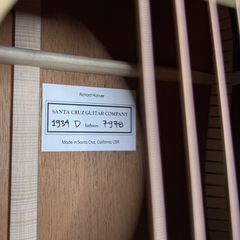 Santa Cruz 1934 D mahogany guitar interior label