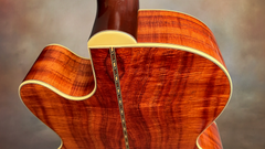 Santa Cruz F Koa guitar ivoroid heel cap and bindings